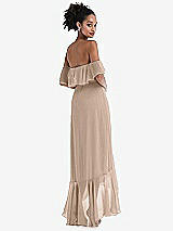 Rear View Thumbnail - Topaz Off-the-Shoulder Ruffled High Low Maxi Dress