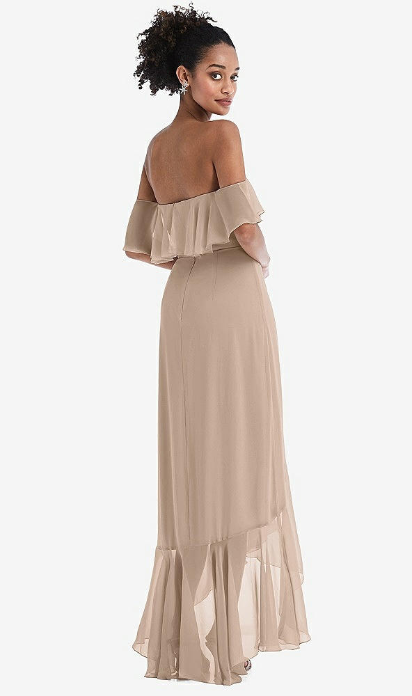 Back View - Topaz Off-the-Shoulder Ruffled High Low Maxi Dress
