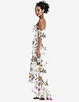 Side View Thumbnail - Butterfly Botanica Ivory Off-the-Shoulder Ruffled High Low Maxi Dress