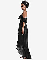Side View Thumbnail - Black Off-the-Shoulder Ruffled High Low Maxi Dress