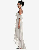Side View Thumbnail - Oyster Off-the-Shoulder Ruffled High Low Maxi Dress