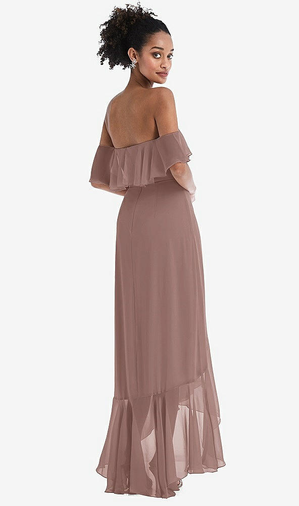 Back View - Sienna Off-the-Shoulder Ruffled High Low Maxi Dress