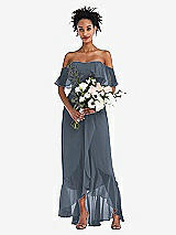 Alt View 2 Thumbnail - Silverstone Off-the-Shoulder Ruffled High Low Maxi Dress