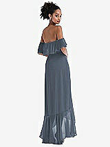 Rear View Thumbnail - Silverstone Off-the-Shoulder Ruffled High Low Maxi Dress