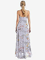 Rear View Thumbnail - Butterfly Botanica Silver Dove Scoop Neck Ruffle-Trimmed High Low Maxi Dress