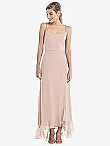 Front View Thumbnail - Cameo Scoop Neck Ruffle-Trimmed High Low Maxi Dress