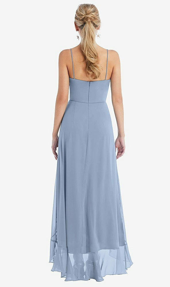 Back View - Cloudy Scoop Neck Ruffle-Trimmed High Low Maxi Dress