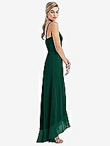 Side View Thumbnail - Hunter Green Scoop Neck Ruffle-Trimmed High Low Maxi Dress