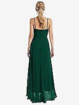 Rear View Thumbnail - Hunter Green Scoop Neck Ruffle-Trimmed High Low Maxi Dress