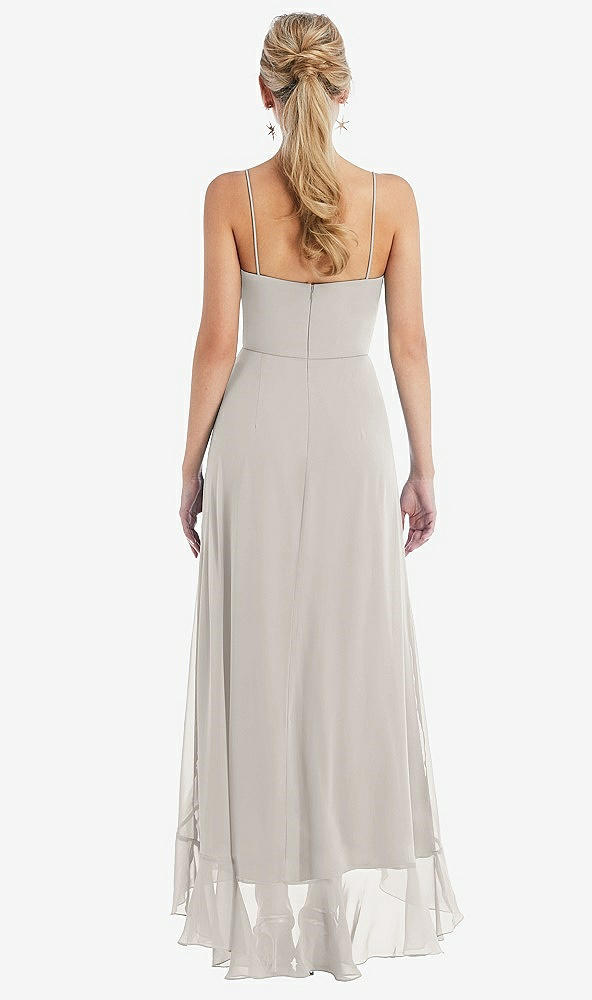 Back View - Oyster Scoop Neck Ruffle-Trimmed High Low Maxi Dress