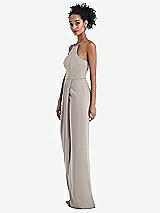 halter midi dress with draped tulip skirt