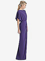 Side View Thumbnail - Regalia - PANTONE Ultra Violet Open-Back Three-Quarter Sleeve Draped Tulip Skirt Maxi Dress