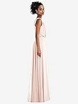 Side View Thumbnail - Blush One-Shoulder Bow Blouson Bodice Maxi Dress