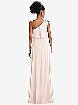Rear View Thumbnail - Blush One-Shoulder Bow Blouson Bodice Maxi Dress