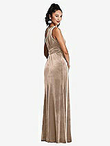 Rear View Thumbnail - Topaz One-Shoulder Draped Velvet Maxi Dress
