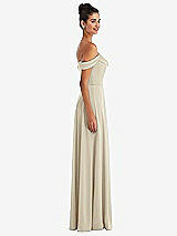 Side View Thumbnail - Champagne Off-the-Shoulder Draped Neckline Maxi Dress