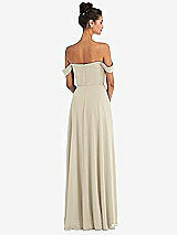Rear View Thumbnail - Champagne Off-the-Shoulder Draped Neckline Maxi Dress