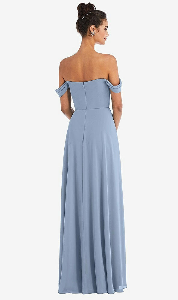 Back View - Cloudy Off-the-Shoulder Draped Neckline Maxi Dress