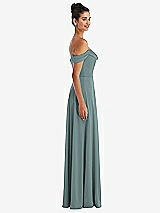 Side View Thumbnail - Icelandic Off-the-Shoulder Draped Neckline Maxi Dress