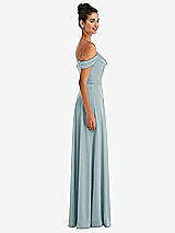 Side View Thumbnail - Morning Sky Off-the-Shoulder Draped Neckline Maxi Dress