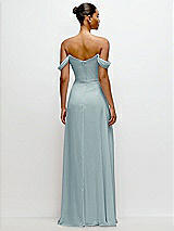 Rear View Thumbnail - Morning Sky Off-the-Shoulder Draped Neckline Maxi Dress