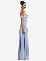 Side View Thumbnail - Sky Blue Off-the-Shoulder Draped Neckline Maxi Dress