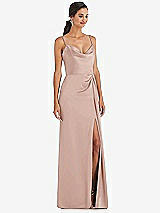 Alt View 1 Thumbnail - Toasted Sugar Cowl-Neck Draped Wrap Maxi Dress with Front Slit