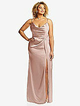 Front View Thumbnail - Toasted Sugar Cowl-Neck Draped Wrap Maxi Dress with Front Slit