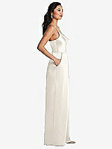 Side View Thumbnail - Ivory Cowl-Neck Spaghetti Strap Maxi Jumpsuit with Pockets