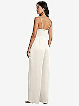 Rear View Thumbnail - Ivory Cowl-Neck Spaghetti Strap Maxi Jumpsuit with Pockets