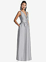 Side View Thumbnail - French Gray Plunging Neckline Maxi Dress with Pockets
