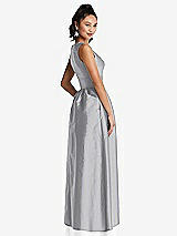 Rear View Thumbnail - French Gray Plunging Neckline Maxi Dress with Pockets