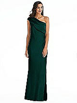 Alt View 1 Thumbnail - Evergreen Draped One-Shoulder Convertible Maxi Slip Dress
