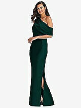 Side View Thumbnail - Evergreen Draped One-Shoulder Convertible Maxi Slip Dress