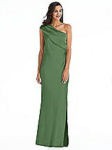 Alt View 1 Thumbnail - Vineyard Green Draped One-Shoulder Convertible Maxi Slip Dress