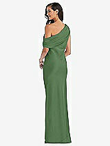 Rear View Thumbnail - Vineyard Green Draped One-Shoulder Convertible Maxi Slip Dress