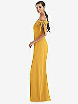 Side View Thumbnail - NYC Yellow Off-the-Shoulder Tie Detail Trumpet Gown with Front Slit