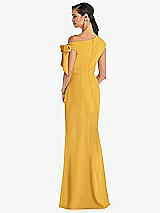 Rear View Thumbnail - NYC Yellow Off-the-Shoulder Tie Detail Trumpet Gown with Front Slit