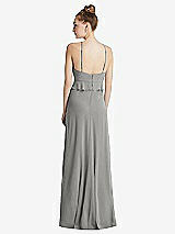 Rear View Thumbnail - Chelsea Gray Bias Ruffle Empire Waist Halter Maxi Dress with Adjustable Straps