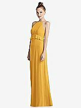 Side View Thumbnail - NYC Yellow Bias Ruffle Empire Waist Halter Maxi Dress with Adjustable Straps