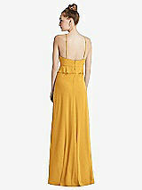 Rear View Thumbnail - NYC Yellow Bias Ruffle Empire Waist Halter Maxi Dress with Adjustable Straps