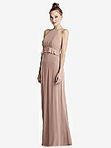 Side View Thumbnail - Bliss Bias Ruffle Empire Waist Halter Maxi Dress with Adjustable Straps