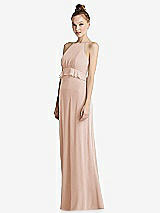 Side View Thumbnail - Cameo Bias Ruffle Empire Waist Halter Maxi Dress with Adjustable Straps