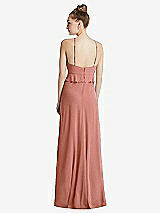 Rear View Thumbnail - Desert Rose Bias Ruffle Empire Waist Halter Maxi Dress with Adjustable Straps