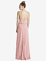 Rear View Thumbnail - Rose - PANTONE Rose Quartz Bias Ruffle Empire Waist Halter Maxi Dress with Adjustable Straps