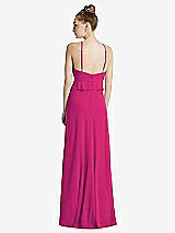 Rear View Thumbnail - Think Pink Bias Ruffle Empire Waist Halter Maxi Dress with Adjustable Straps