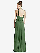 Rear View Thumbnail - Vineyard Green Bias Ruffle Empire Waist Halter Maxi Dress with Adjustable Straps