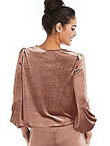 Rear View Thumbnail - Tawny Rose Velvet Pullover Puff Sleeve Top - Rue