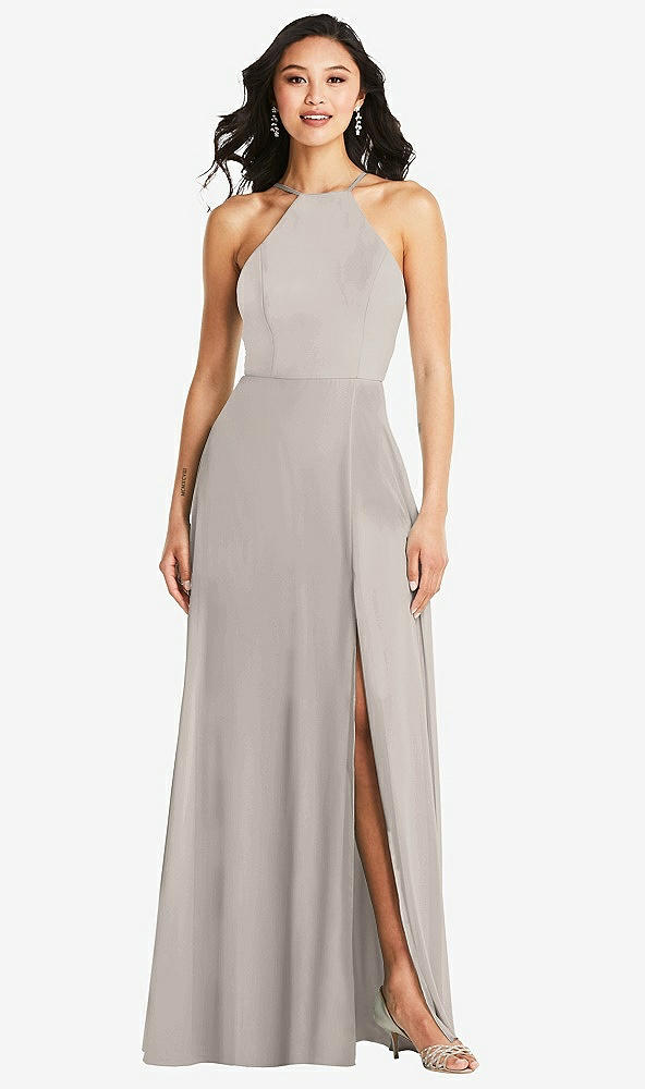 Front View - Taupe Bella Bridesmaids Dress BB129