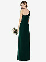 Rear View Thumbnail - Evergreen One-Shoulder Crepe Trumpet Gown with Front Slit